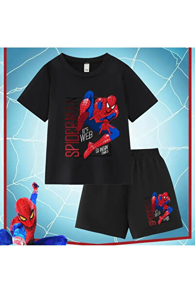 haha Boys Spiderman Printed T-Shirt - Shorts Set