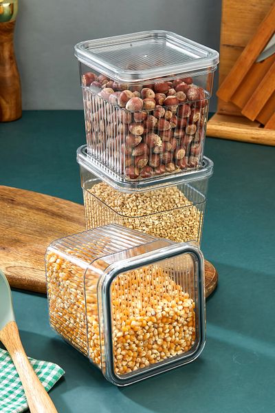 Espas Home 3 Piece Storage Container Set with Gaskets and Leak-Proof Lids – Refrigerator and Dry Food Compatible 3X1600 ml