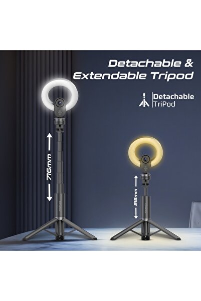 Promate VistaCam 2K Ultra HD Webcam with 5.5" Ring Light, Auto Focus, Dual Microphones