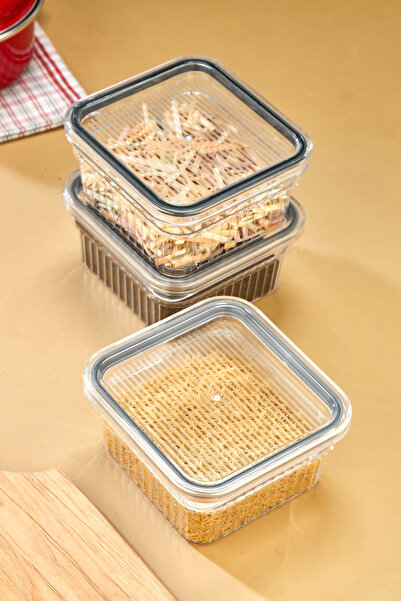 Espas Home 3 Piece Storage Container Set with Gaskets and Leak-Proof Lids – Refrigerator and Dry Food Compatible 3X850 ml