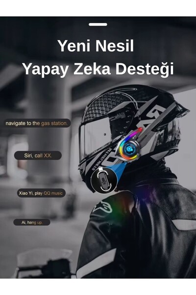 Dynego Y21 Intercom Bluetooth Motosiklet Kask Kulaklığı Rgb Işık Efektli Intercom Kulaklık