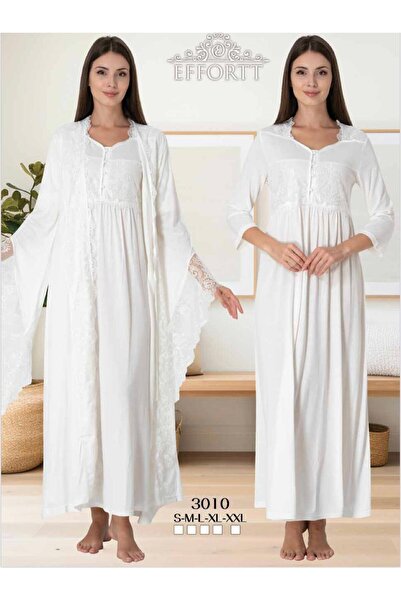 EM&FA TEKSTİL Hamile Lohusa Dantel Detaylı Gecelik Sabahlık Takımı