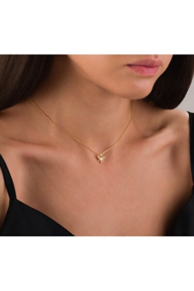 Roya Bijuteri Minimal Tasarım Yusufcuk Figürlü Zirkon Taşlı Kolye - Gold Renk...