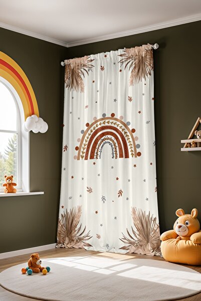EVPANYA Edge Botanical Rainbow Patterned Children's Baby Room Background Curtain (Single Wing Pricing)