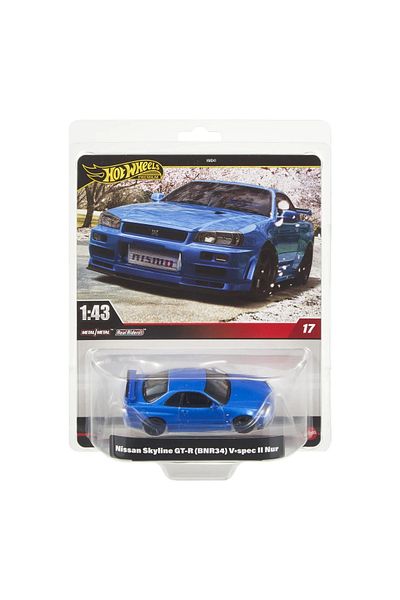 HOT WHEELS PREMIUM REAL RIDERS METAL CAR NISSAN SKYLINE GT-R BNR34 V-SPEC II ONLY SCALE 1:43
