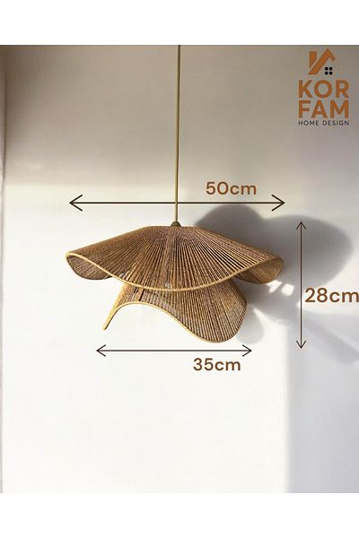 KorFam Breeze Model Chandelier & Lampshade Set - Wicker Handmade Bohemian Chandelier Set of 2 Rustic Lampshade with Wooden Legs