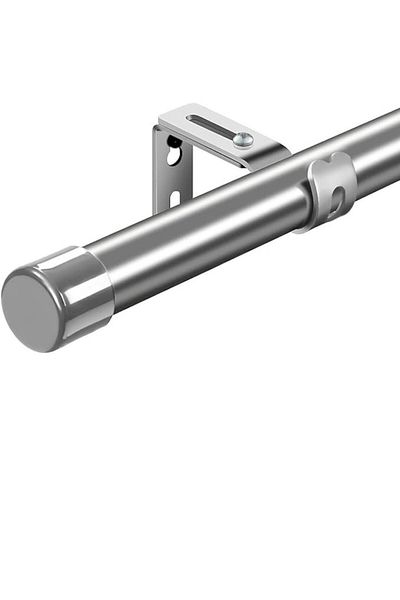 OEM Metal Curtain Rod, Adjustable 78-132cm, with Mounting Supports, Silver