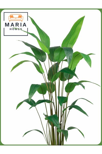 MARIA HOMES Artificial Bird of Paradise Tree 180 cm – Tall Indoor Plant with Beige Gray Pot