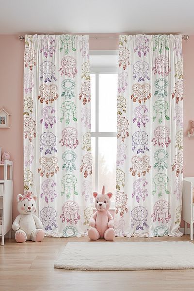 EVPANYA Multicolored Dream Catcher Patterned Children's Baby Room Background Curtain (Single Wing Pricing)