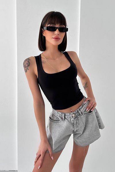 New Now ȚESĂTURĂ MODAL Gât în ​​U SUCHEȚĂ ÎNCHISĂ SPATE CROP BODY