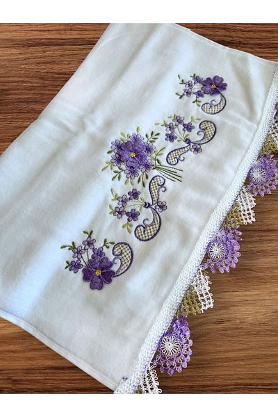 Dantelux Needlework Handcrafted Velvet 50 X90 cm Hand Towel Dowry Towel