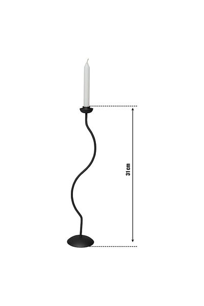 fromro Smooth Wave 31 Matte Black Candle Holder