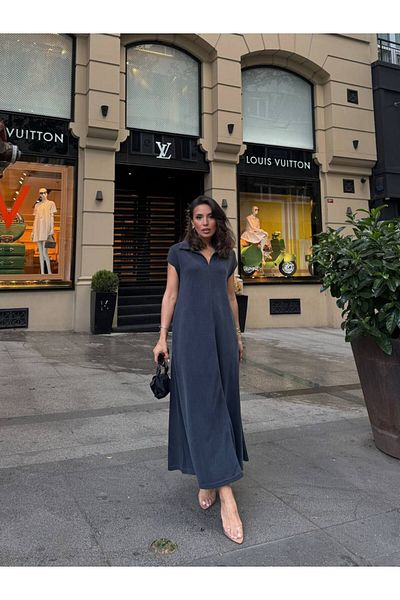 Ecenin Favorileri Rochie casual din bumbac cu guler polo