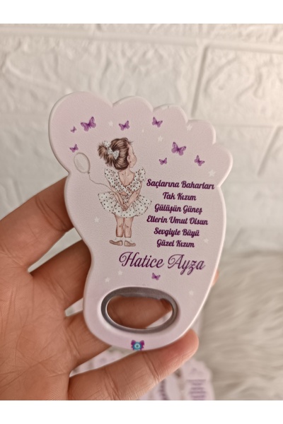 Doğrukan Hediyelik 25 adet beyaz elbiseli kızlı ayak açacak magnet yenidoğan ...
