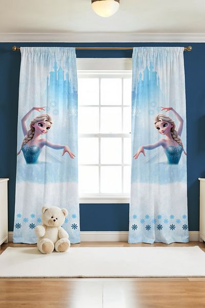 EVPANYA Cortina de fundal pentru camera bebelusului cu model Ballerina Blue Elsa (pret cu o singura aripa)