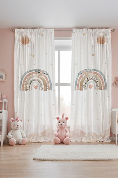 EVPANYA Rainbow Patterned Children's Baby Room Background Curtain from Flower (Single Wing Pricing)