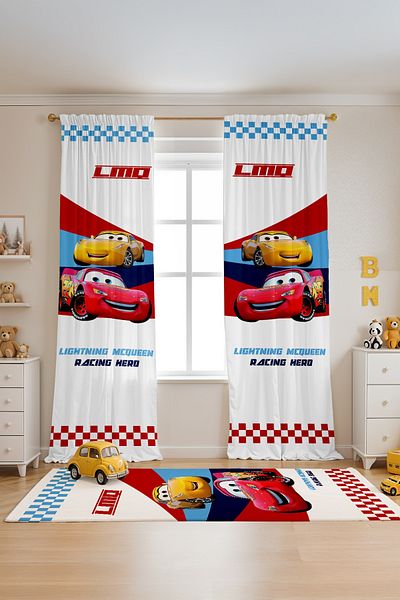 EVPANYA Striped Mcquen Patterned Children's Baby Room Background Curtain (Single Wing Pricing)