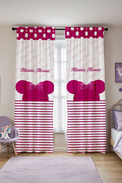 EVPANYA Twinkling Minnie Patterned Children's Baby Room Background Curtain (Single Wing Pricing)