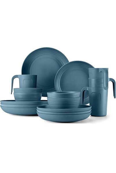 Odoland Set de tacâmuri pentru camping, 16 piese, fără BPA, albastru