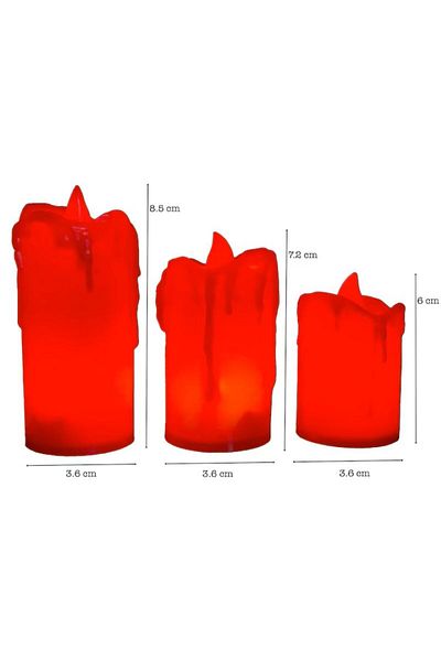 miraza Set of 3 LED Candles with Constant Flame and Wax Effect, Batteries Included