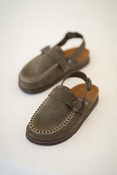 Parponi Alora Women's Genuine Leather Closed-Front Sandals Green