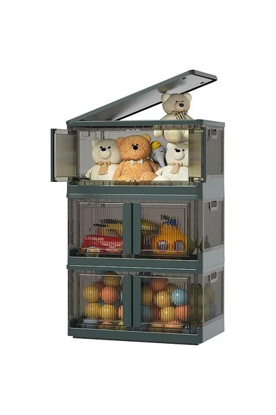 Haixin Storage boxes, spacious, with lid, foldable and stackable, with wheels, for storing clothes, toys, s