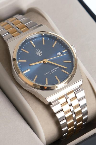 WATCHOFROYAL Virtus Classic Time Silver Gold Blue Wrist Watch