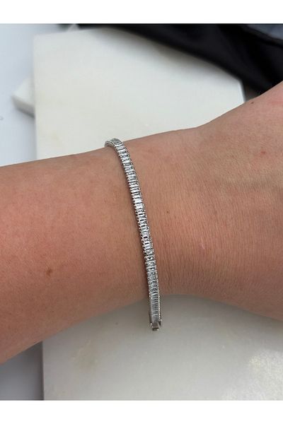 Unzilee Zircon Baguette Stone Water Way Bracelet with Non-Fade Coating