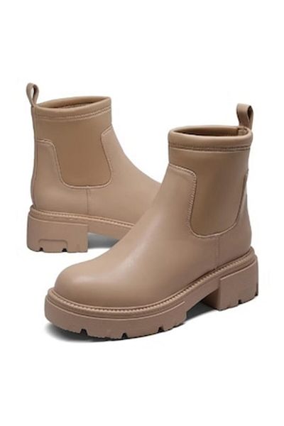 Dream Pairs - Women's Waterproof Ankle Boots with Thick Sole, Size 40, Beige