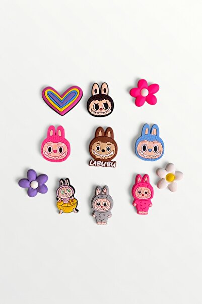 Crocs Jibbitz Terlik Süs 11'Li Süper Set Labubu,Kalp,Çiçek