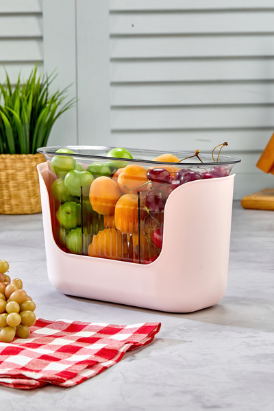 Espas Home 3 Compartment Kitchen Organizer with Strainer - Pink