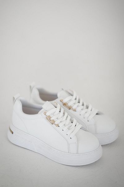 Parponi Solana Women's Thick Sole Lace-Up Sneakers White