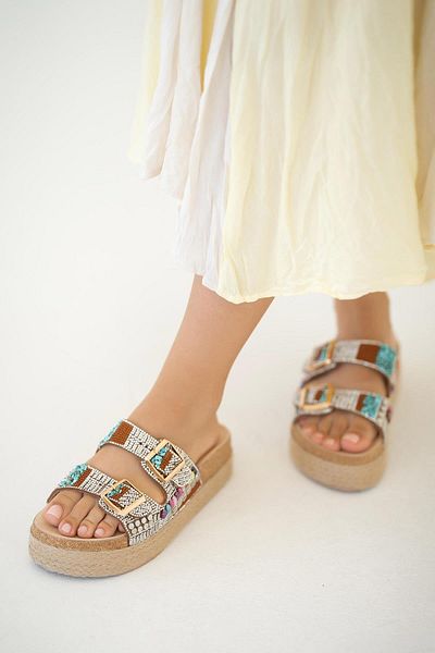 Parponi Cony Stone Buckle Women's Slippers Brown