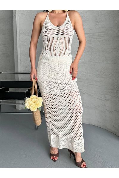 aytenli Knitwear Knitted Halter Matching up to Size S XL Standard Long Dress Pareo