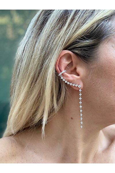 Rossetto Atelier Silver All Zircon Stone Zizi Earcuff (Cartilage Earring)
