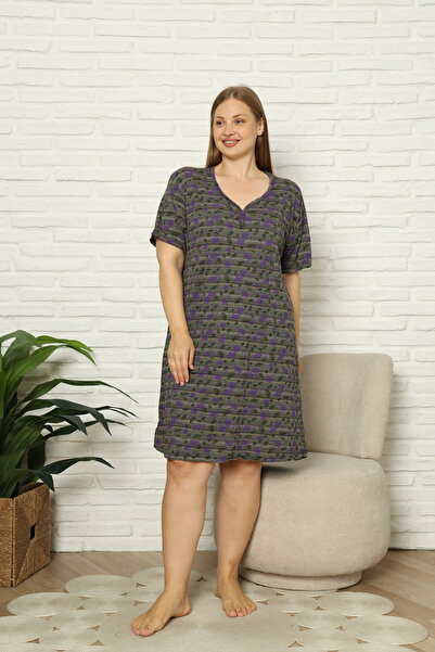 Fenne Γυναικείο φόρεμα με ροζ στάμπα με κοντό μανίκι, χαλαρή εφαρμογή