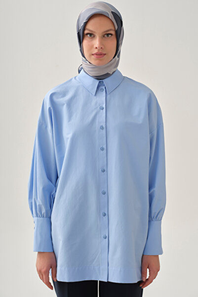 Tuğba Geniş Manşetli Gömlek - Açık Mavi