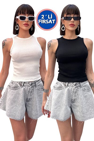 New Now Pack of 2 Crew Neck Sleeveless Long Tubular T-Shirt