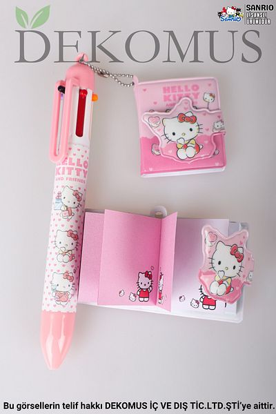 Hello Kitty SEZON NOU LICENȚAT CU DEKOMUS HELLO KITTY 6 CULORI PENĂ ȘI BLOC DE NOTE PACHET DE 2