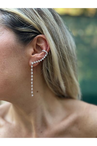 Rossetto Atelier Silver All Zircon Stone Zizi Earcuff (Cartilage Earring)