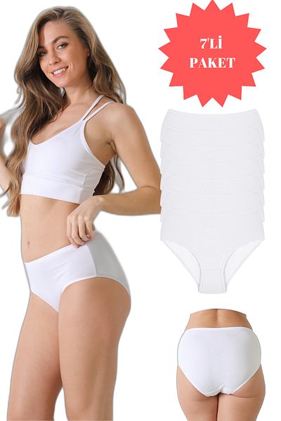 Sinem Yıldız Çamaşırları 100% Cotton High Waist Women's Bato Panties 7 Pack Snm-7Klt-01