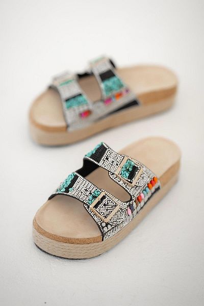 Parponi Cony Stone Buckle Women's Slippers Black