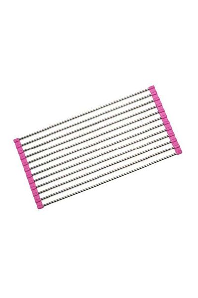Generic Generic Foldable Stainless Steel Drying Rack Silver/Pink