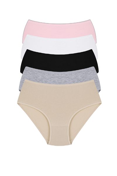 Sinem Yıldız Çamaşırları 100% Cotton High Waist Women's Bato Panties 5 Pack 01