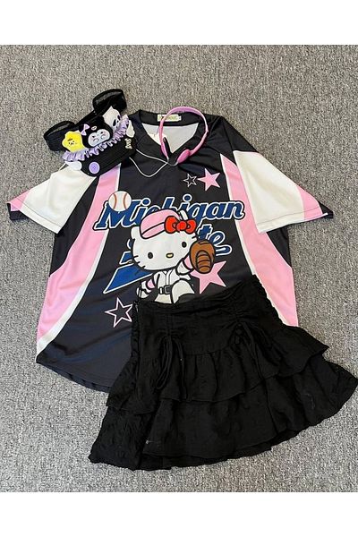 Touz Moda Μαύρη λεπτομέρεια Kitty Unisex Jersey Jersey