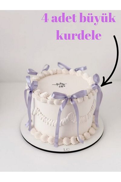 Fiyonks Atölye Bow Ribbon on Cake Balloon 4 Large Ribbons + 20 Small Ribbon Decorations