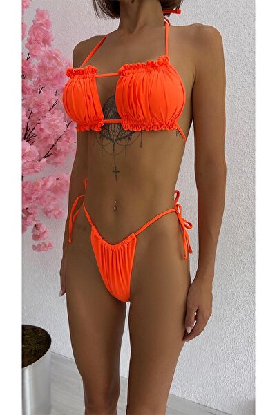 Bikini Mayokini Dünyası Βραζιλιάνικο μπικίνι με βολάν - Πορτοκαλί