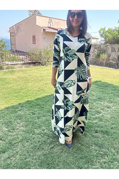 charamela Plus Size Long Lycra Viscose Combed Cotton Dress-Bge122