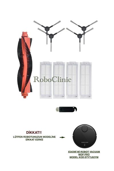 Roboclinic Xiaomi Mi Robot Vacuum Mop Pro Robot Vacuum Cleaner Compatible (M.Code:STYJO2YM) Brush, HEPA Filter Set - 10 Pieces
