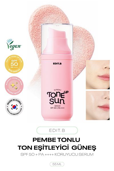 EDITB Tone Equalizing Pink Tone Sunscreen Serum Edit.B Sunday Tone up Sun Serum Pink 55ml